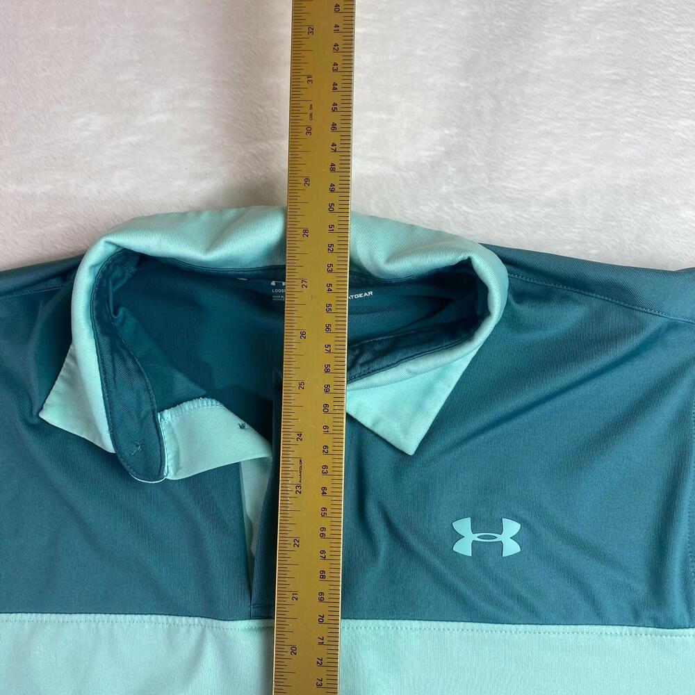 Under Armour Polo Shirt Men's Large Green Heatgear Short Sleeve Performance Golf - Picture 3 of 5